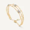 Bracelets-Marco Bicego 18K Yellow Gold 3-Strand Bangle with Floral Diamonds Yellowgold