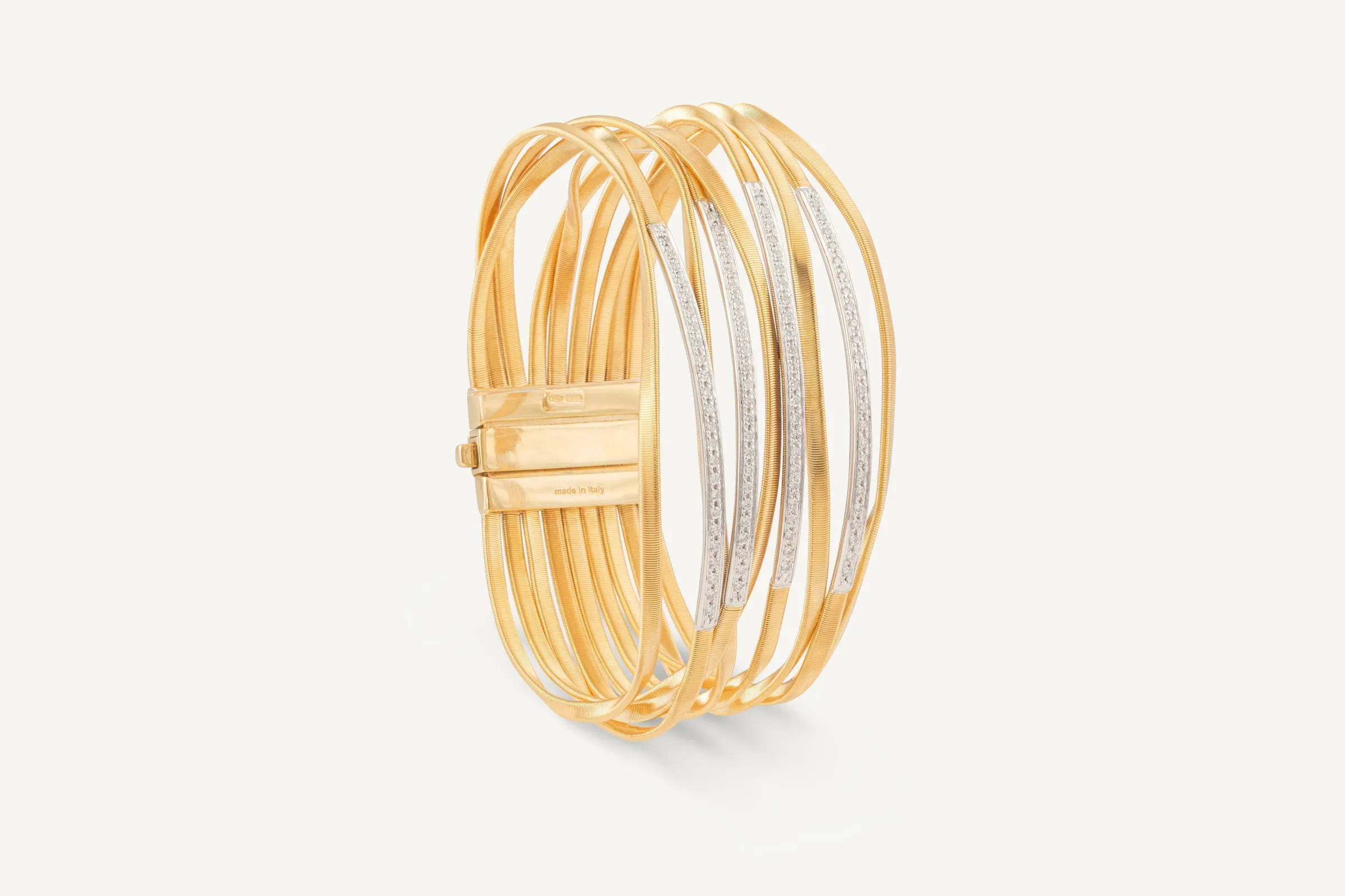 Bracelets-Marco Bicego 18K Yellow Gold 9-Strand Bangle With Diamond Bars Yellowgold