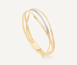 Bracelets-Marco Bicego 18K Yellow Gold 3-Strand Bangle With Diamond Bar Yellowgold