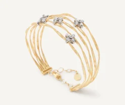 Bracelets-Marco Bicego 18K Yellow Gold 5-Strand Bangle with Floral Diamonds Yellowgold