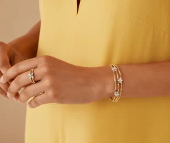 Bracelets-Marco Bicego 18K Yellow Gold 3-Strand Bangle with Floral Diamonds Yellowgold