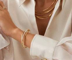 Bracelets-Marco Bicego 18K Yellow Gold 3-Strand Bangle With Diamond Bar Yellowgold