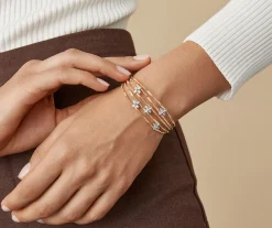 Bracelets-Marco Bicego 18K Yellow Gold 5-Strand Bangle with Floral Diamonds Yellowgold