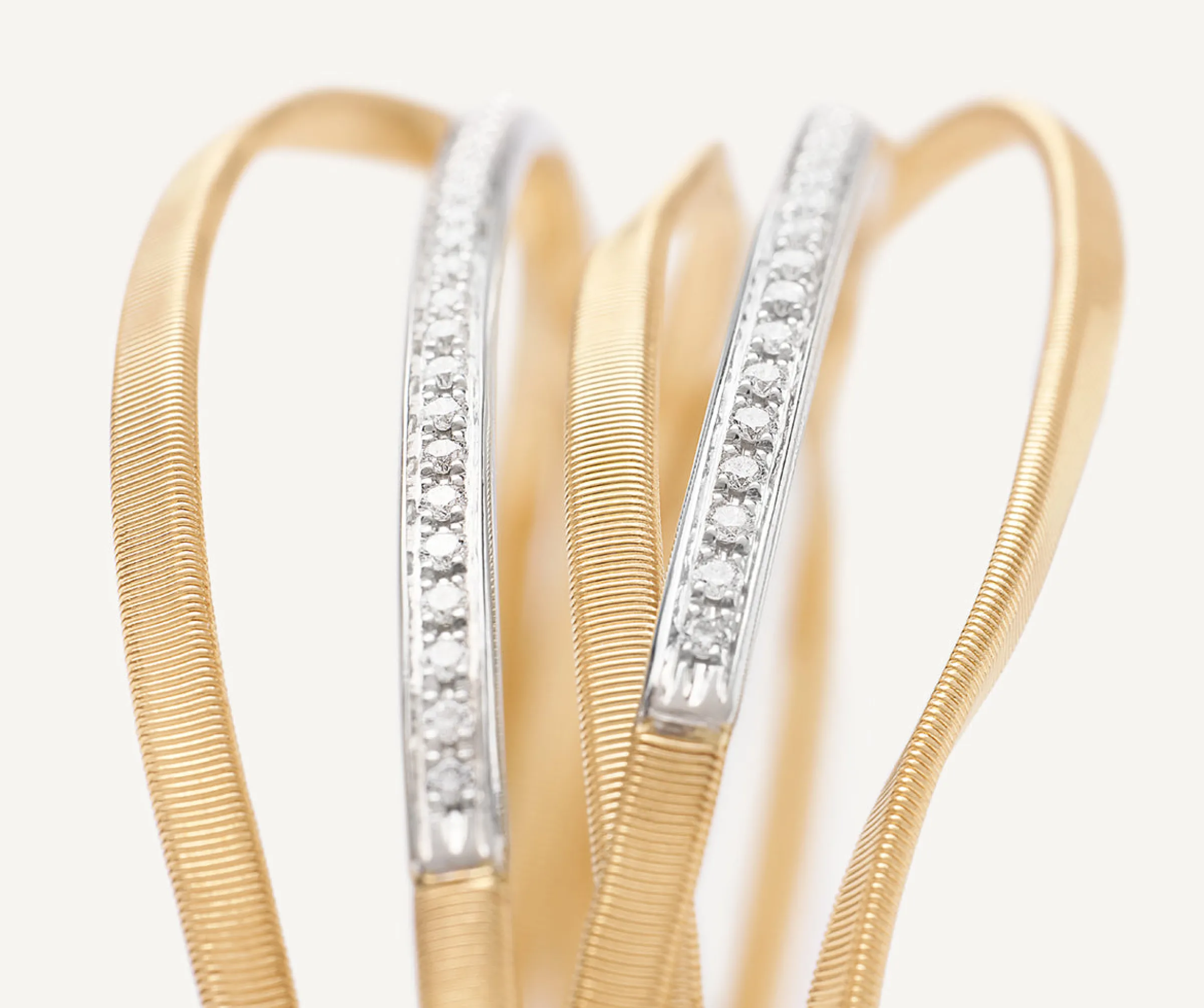 Bracelets-Marco Bicego 18K Yellow Gold 5-Strand Bangle With Diamond Bars Yellowgold