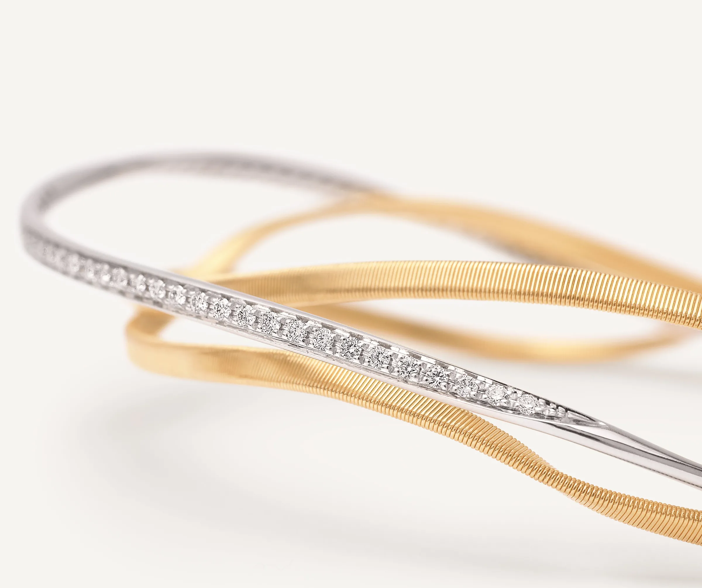 Bracelets-Marco Bicego 18K Yellow Gold 3-Strand Bangle With Diamonds Yellowgold