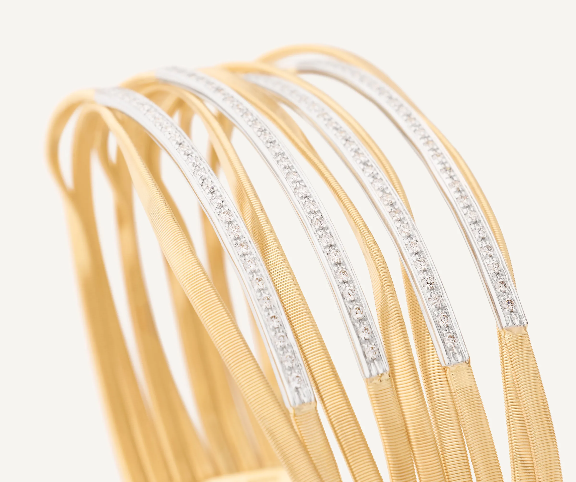 Bracelets-Marco Bicego 18K Yellow Gold 9-Strand Bangle With Diamond Bars Yellowgold