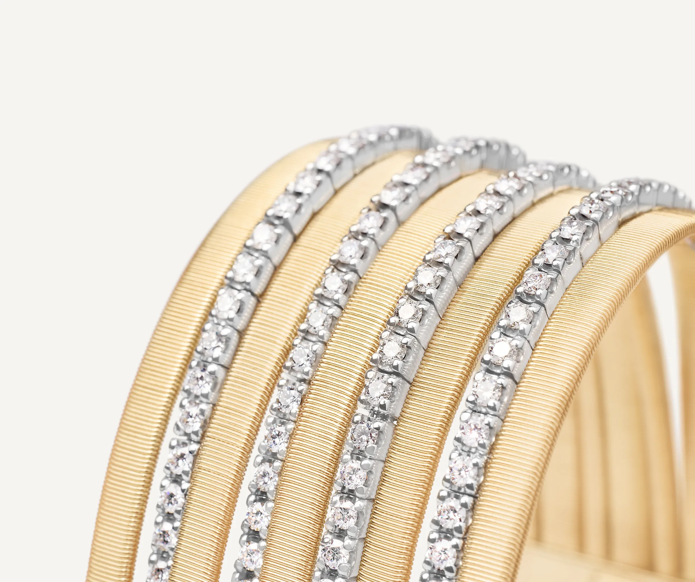 Bracelets-Marco Bicego 18K Yellow Gold 9-Strand Bracelet with Diamond Pavé Bands Yellowgold