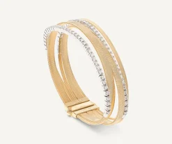 Bracelets-Marco Bicego 18K Yellow Gold 5-Strand Coil Bracelet With Diamond Pavé Bands Yellowgold