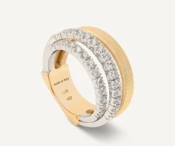 Rings-Marco Bicego 18K Yellow Gold 4-Strand Coil Ring With 2 Diamond Pavé Bands Yellowgold