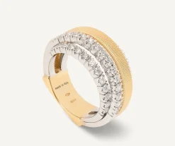 Rings-Marco Bicego 18K Yellow Gold 4-Strand Coil Ring With 3 Diamond Pavé Bands Yellowgold