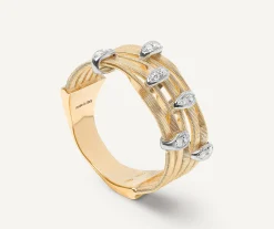 Rings-Marco Bicego 18K Yellow Gold 5-Strand Coil Ring With Diamonds Stations Yellowgold