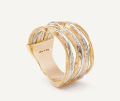 Rings-Marco Bicego 18K Yellow Gold 7-Strand Coil Ring With Diamonds Strands Yellowgold