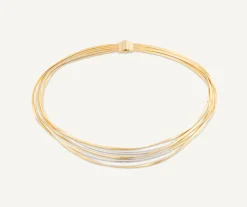 Necklaces-Marco Bicego 18K Yellow Gold 5-Strand Coil Necklace With Diamond Bars Yellowgold
