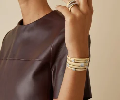 Bracelets-Marco Bicego 18K Yellow Gold 4-Strand Coil Bracelet With Diamonds Stations Yellowgold