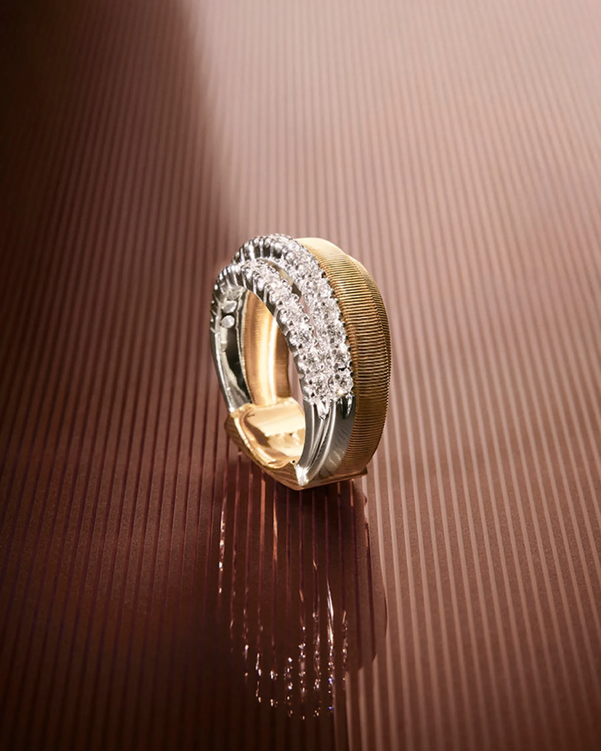 Rings-Marco Bicego 18K Yellow Gold 4-Strand Coil Ring With 2 Diamond Pavé Bands Yellowgold