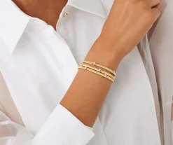 Bracelets-Marco Bicego 18K Yellow Gold 3-Strand Coil Bracelet With Diamonds Stations Yellowgold