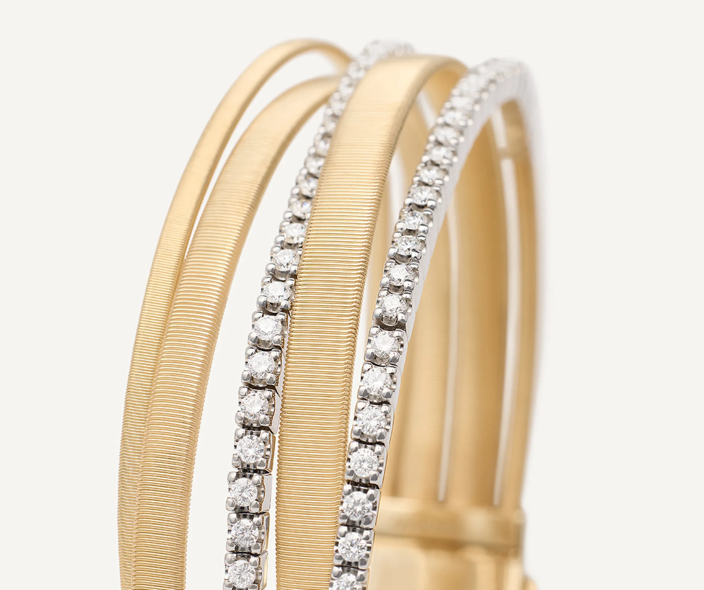 Bracelets-Marco Bicego 18K Yellow Gold 5-Strand Coil Bracelet With Diamond Pavé Bands Yellowgold