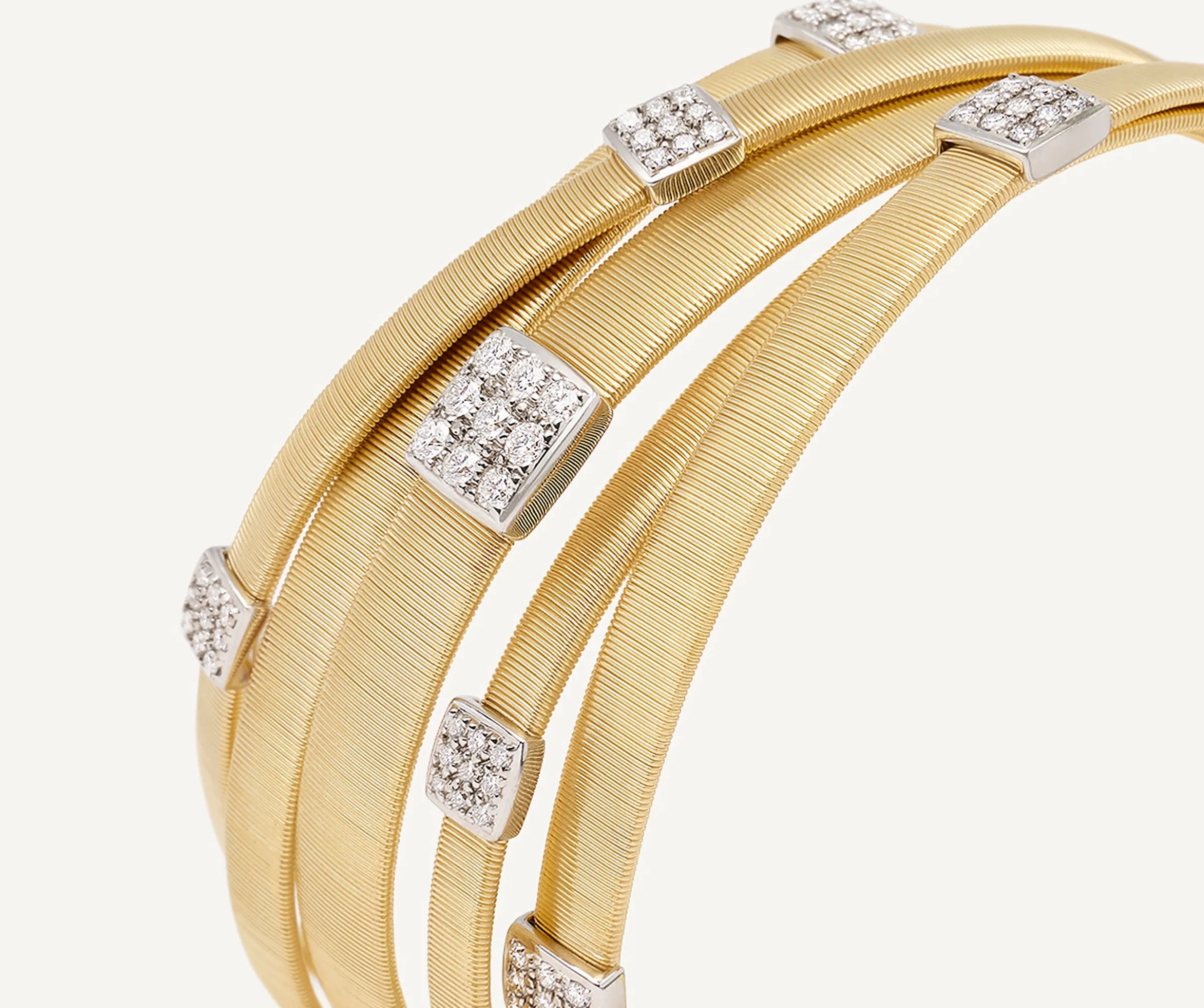 Bracelets-Marco Bicego 18K Yellow Gold 4-Strand Coil Bracelet With Diamonds Stations Yellowgold