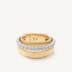 Rings-Marco Bicego 18K Yellow Gold 4-Strand Coil Ring With Diamond Pavé Band Yellowgold