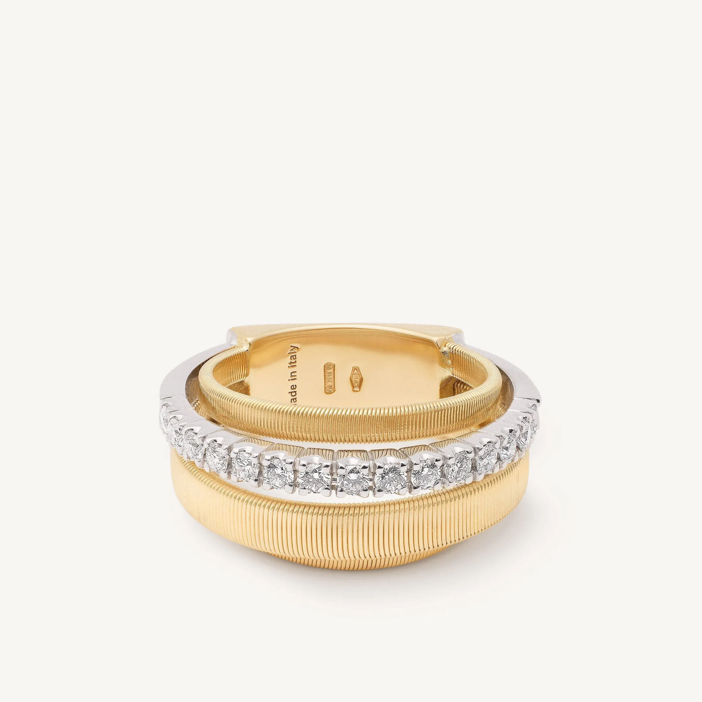Rings-Marco Bicego 18K Yellow Gold 4-Strand Coil Ring With Diamond Pavé Band Yellowgold