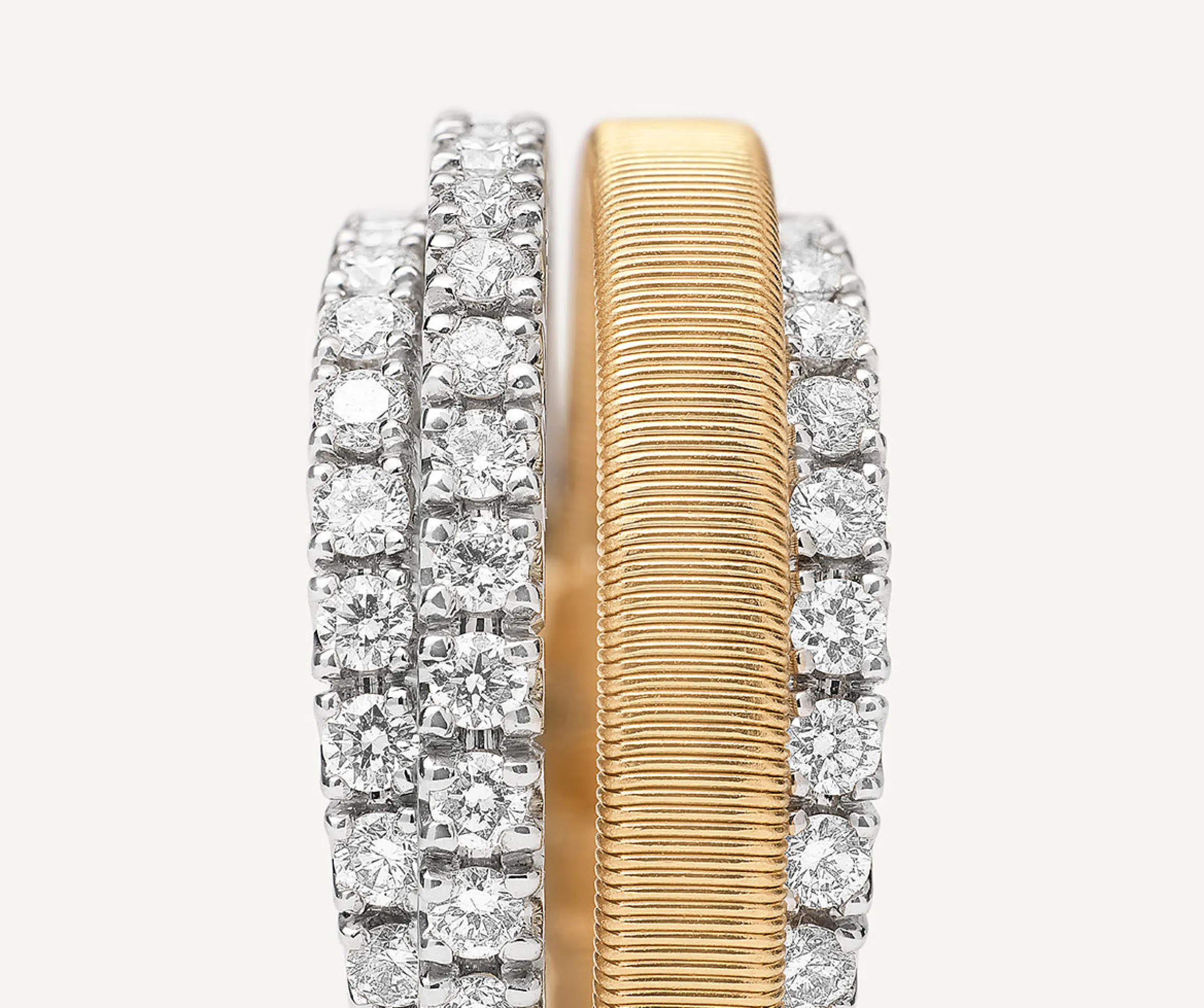 Rings-Marco Bicego 18K Yellow Gold 4-Strand Coil Ring With 3 Diamond Pavé Bands Yellowgold
