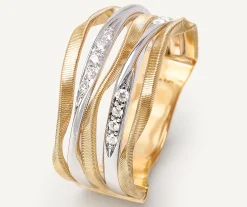 Rings-Marco Bicego 18K Yellow Gold 5-Strand Coil Ring With Diamond Strands Yellowgold