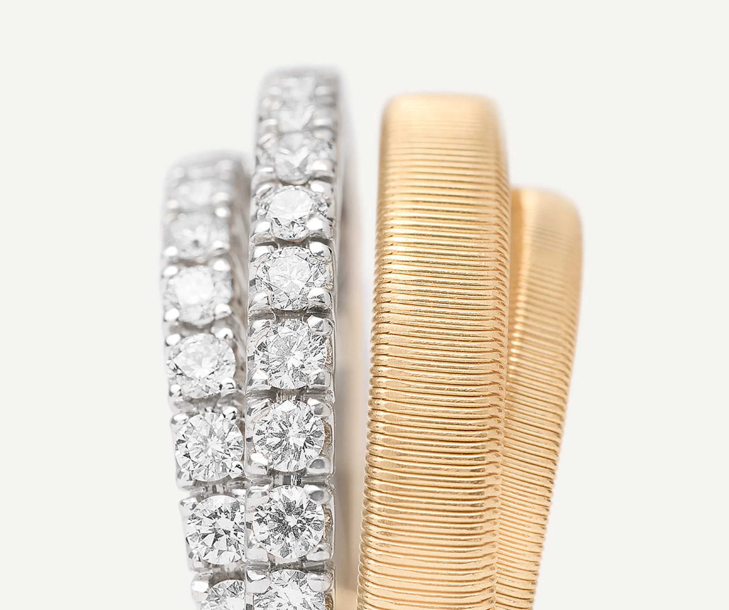 Rings-Marco Bicego 18K Yellow Gold 4-Strand Coil Ring With 2 Diamond Pavé Bands Yellowgold