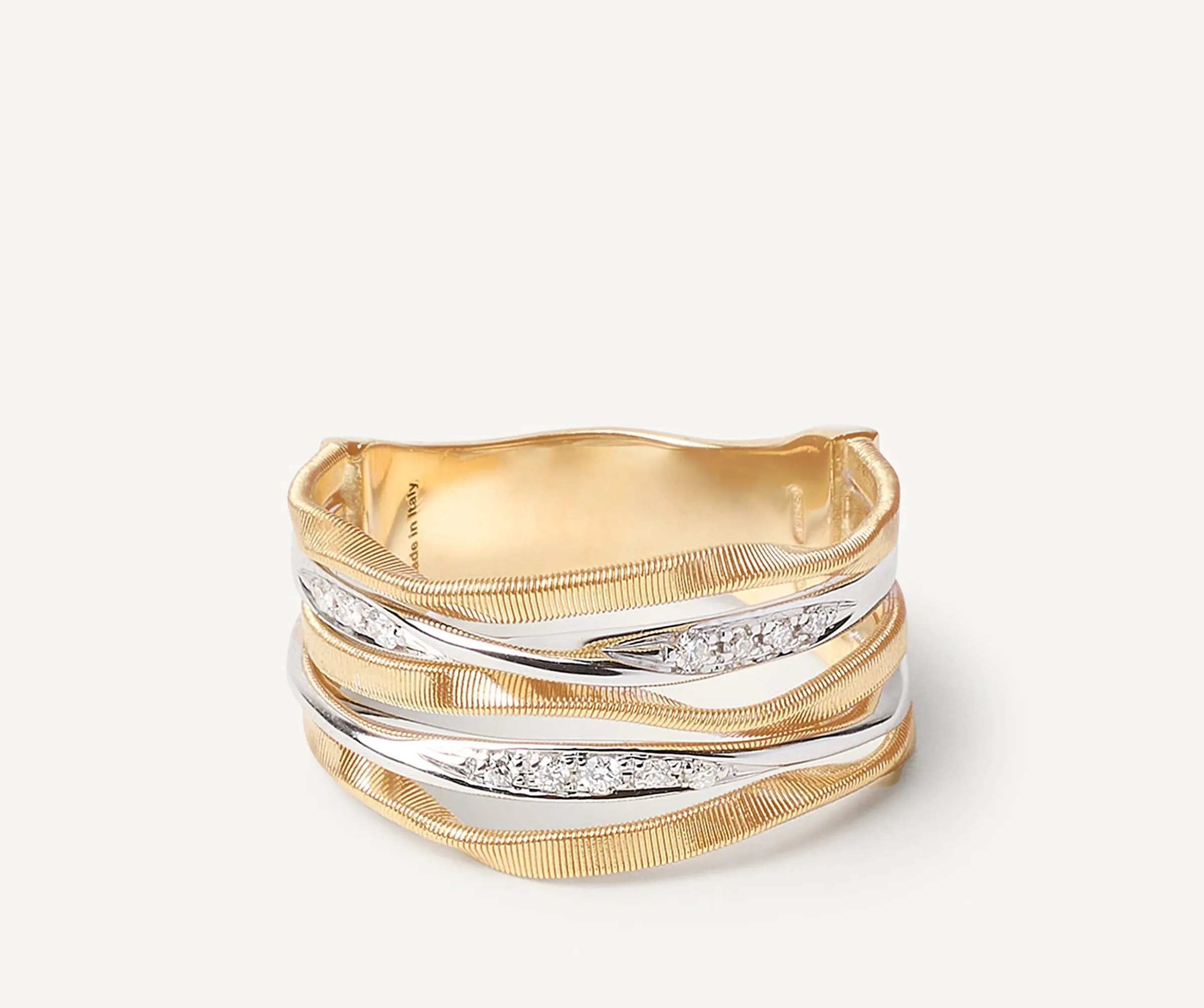 Rings-Marco Bicego 18K Yellow Gold 5-Strand Coil Ring With Diamond Strands Yellowgold