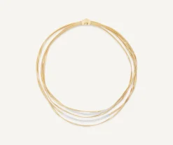 Necklaces-Marco Bicego 18K Yellow Gold 5-Strand Coil Necklace With Diamond Bars Yellowgold