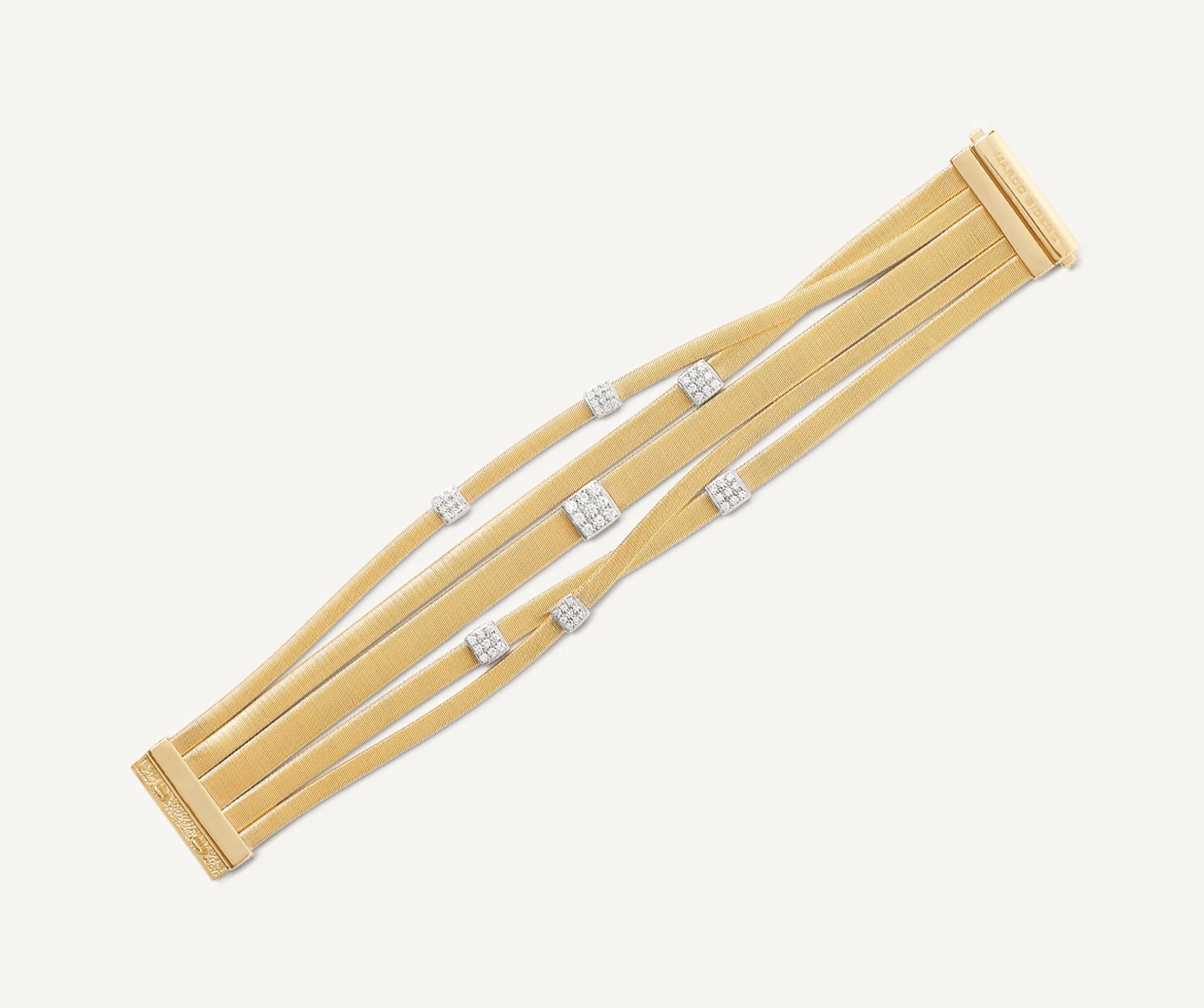 Bracelets-Marco Bicego 18K Yellow Gold 4-Strand Coil Bracelet With Diamonds Stations Yellowgold