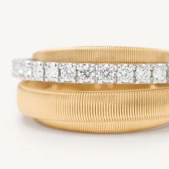 Rings-Marco Bicego 18K Yellow Gold 4-Strand Coil Ring With Diamond Pavé Band Yellowgold
