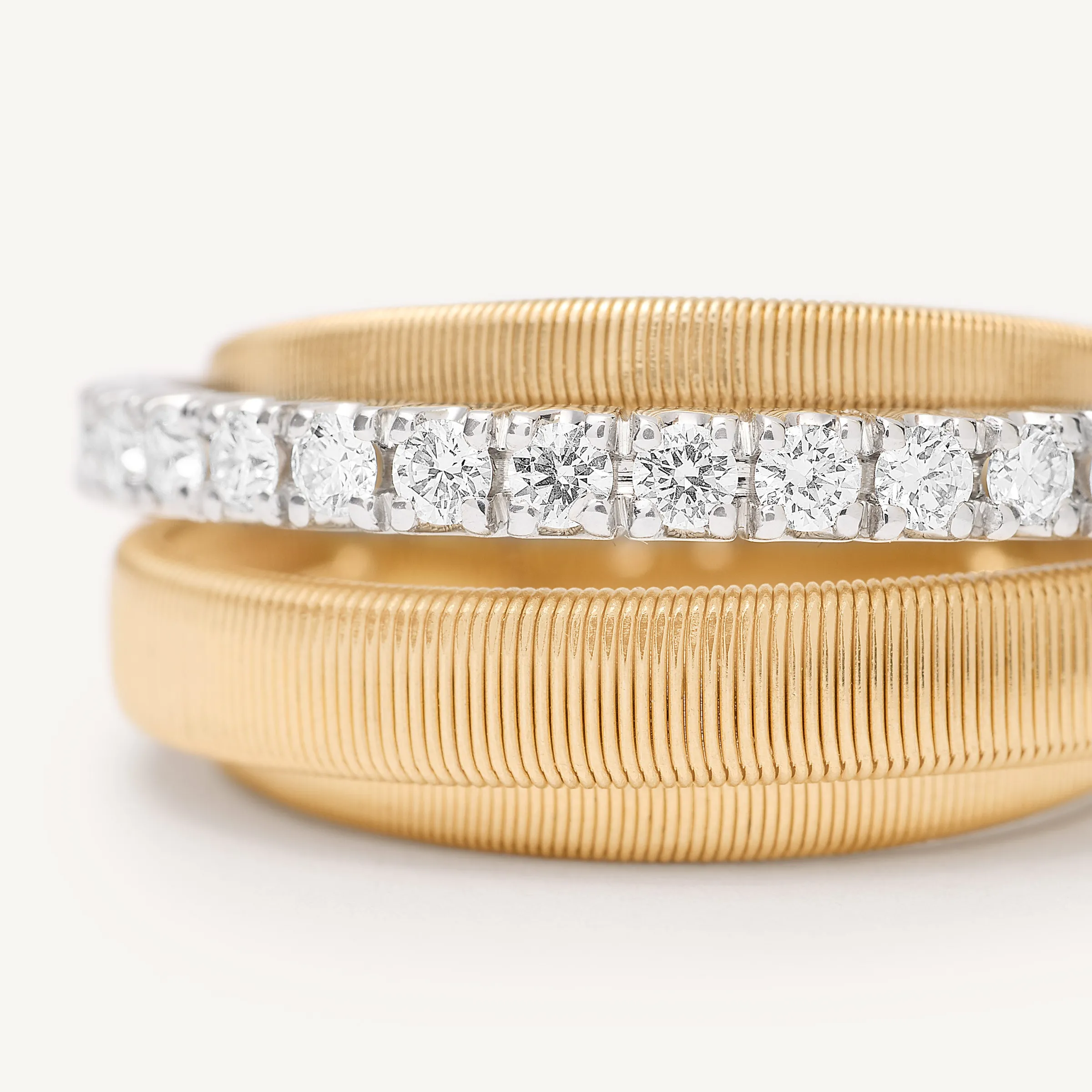 Rings-Marco Bicego 18K Yellow Gold 4-Strand Coil Ring With Diamond Pavé Band Yellowgold