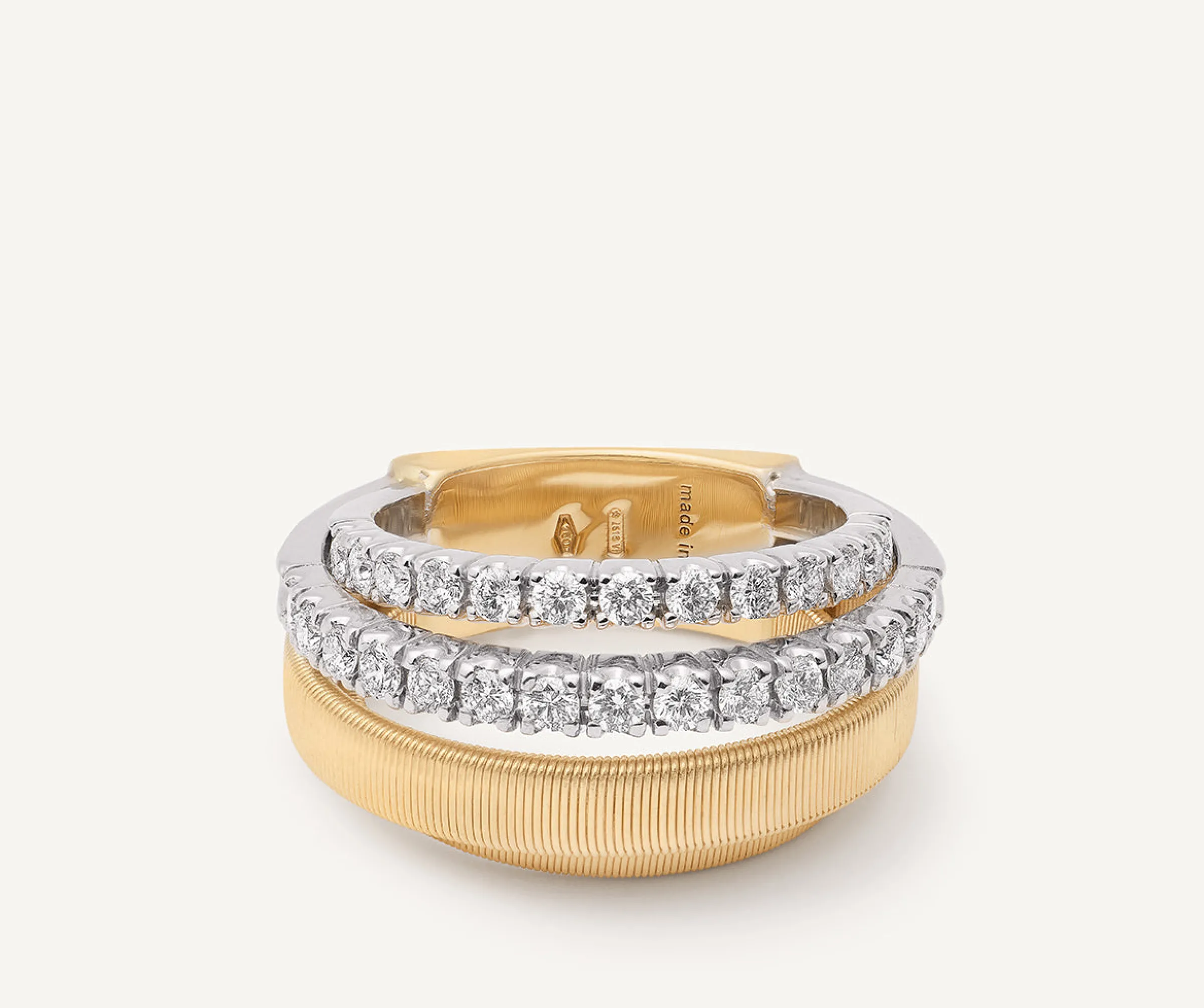 Rings-Marco Bicego 18K Yellow Gold 4-Strand Coil Ring With 2 Diamond Pavé Bands Yellowgold