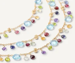 Necklaces-Marco Bicego 18K Yellow Gold 3-Strand Gemstone Necklace, Topaz Accents Yellowgold