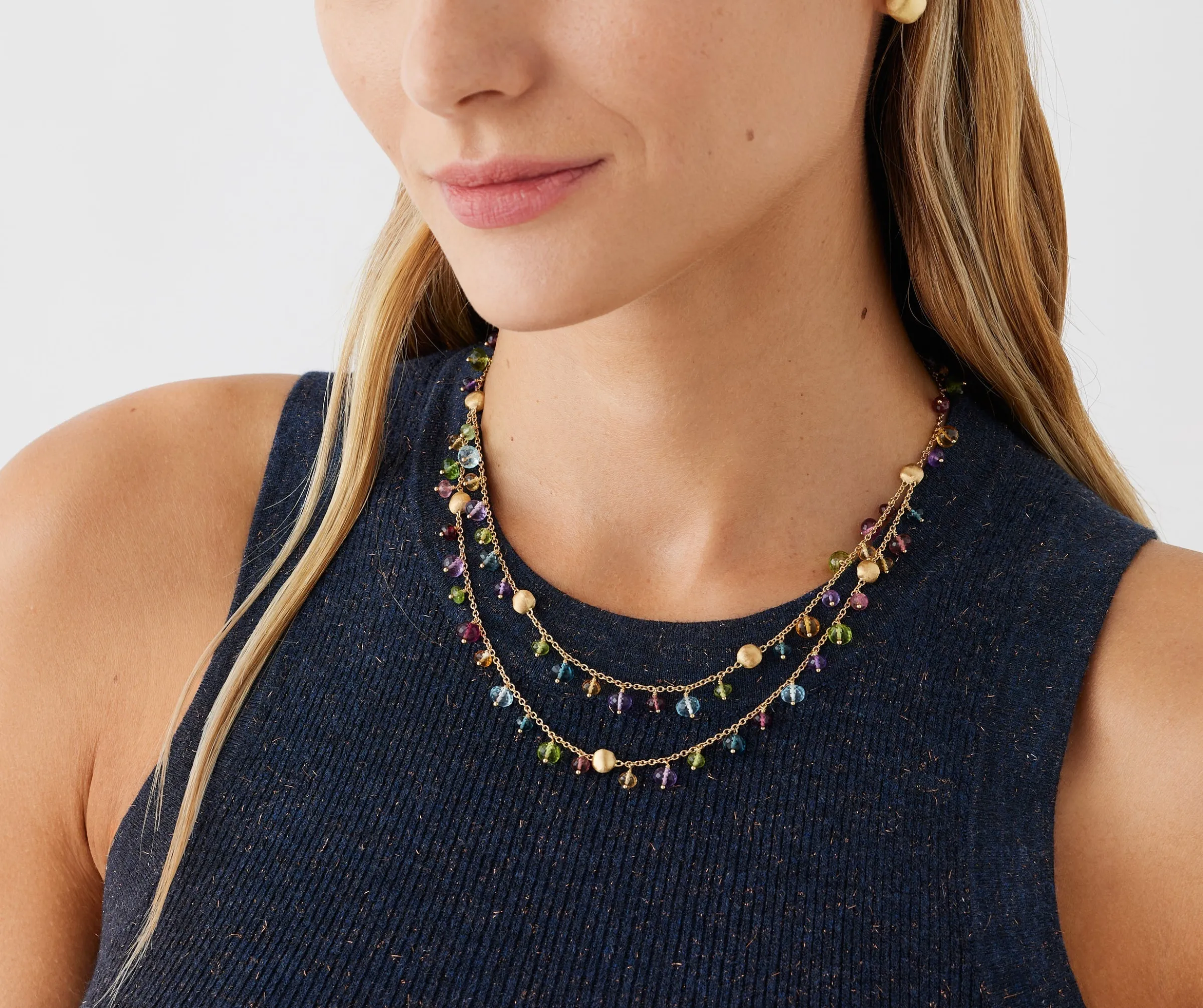 Necklaces-Marco Bicego 18K Yellow Gold 2-Strand Mixed Gemstone Necklace Yellowgold