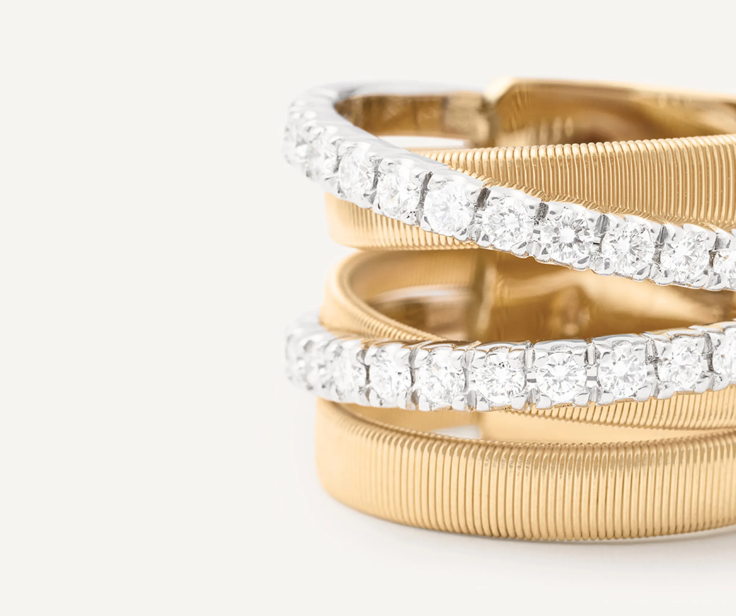 Rings-Marco Bicego 18K Yellow Gold 5-Strand Ring With Diamonds Yellowgold
