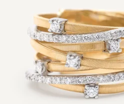 Rings-Marco Bicego 18K Yellow Gold 7-Strand Ring With Diamonds Yellowgold