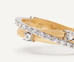 Rings-Marco Bicego 18K Yellow Gold 3-Strand Ring With Diamonds Yellowgold