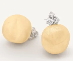 Earrings-Marco Bicego 18K Yellow Gold Stud Earrings With Diamonds Yellowgold