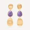 Earrings-Marco Bicego 18K Yellow Gold Three-Drop Charoite Earrings Yellowgold