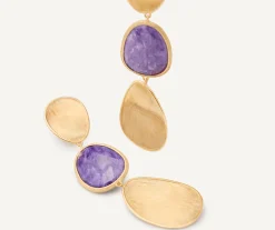 Earrings-Marco Bicego 18K Yellow Gold Three-Drop Charoite Earrings Yellowgold