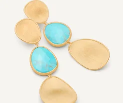 Earrings-Marco Bicego 18K Yellow Gold Three-Drop Turquoise Earrings Yellowgold