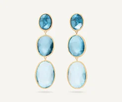 Earrings-Marco Bicego 18K Yellow Gold Three-Stone Mixed Topaz Earrings Yellowgold