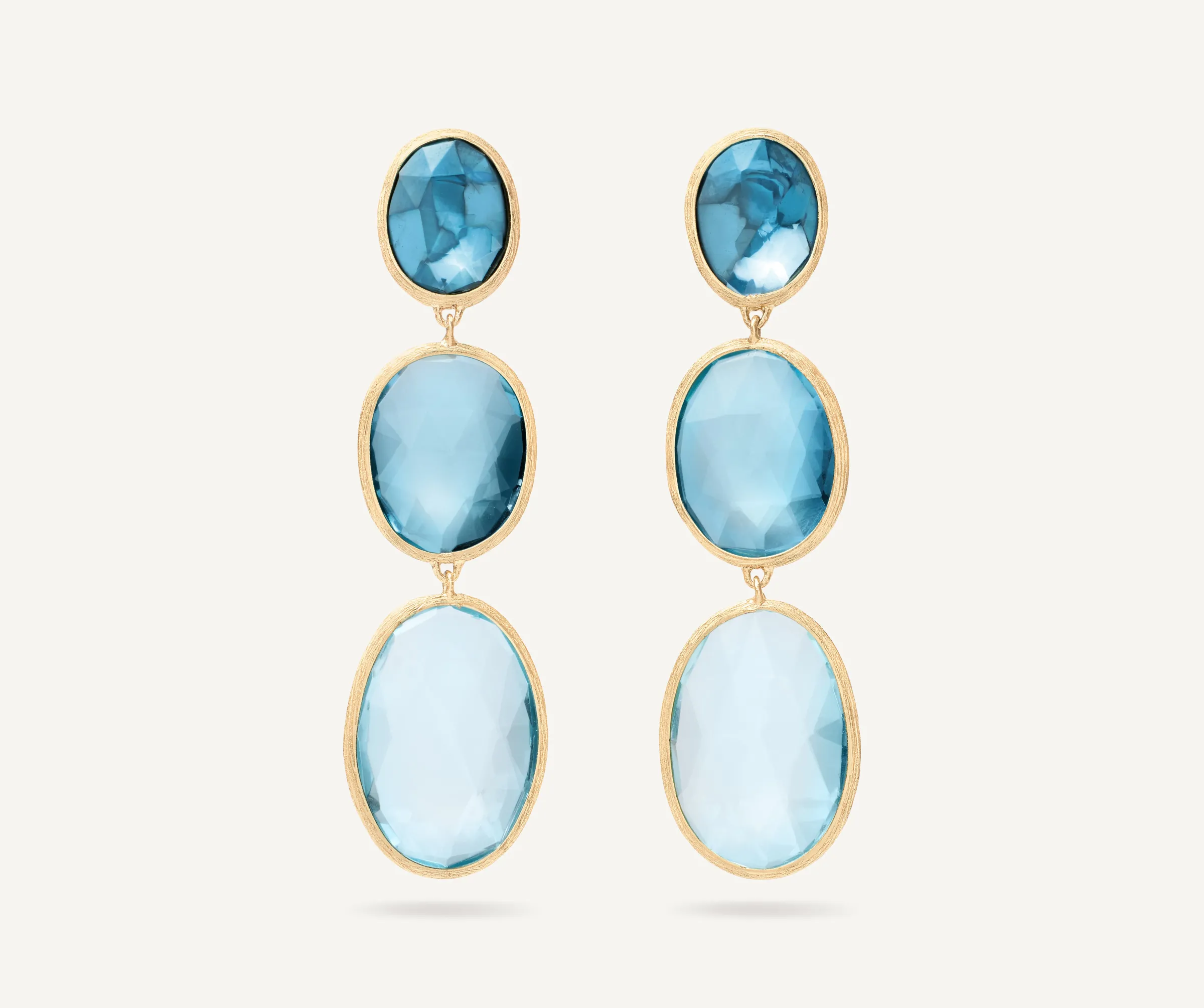 Earrings-Marco Bicego 18K Yellow Gold Three-Stone Mixed Topaz Earrings Yellowgold