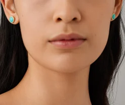 Earrings-Marco Bicego 18K Yellow Gold Turquoise Stud Earrings YellowGold