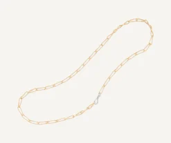 Necklaces-Marco Bicego 18K Yellow Gold Twisted Coil Link Lariat With Diamond Clasp Yellowgold
