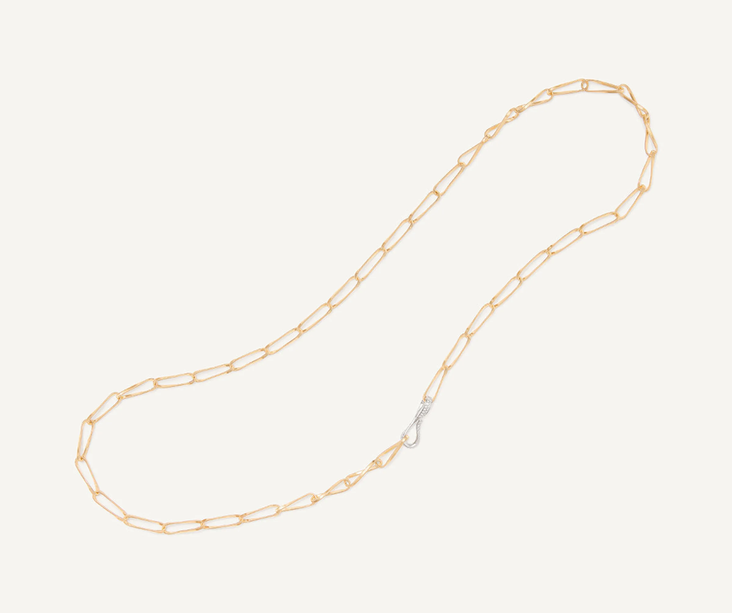 Necklaces-Marco Bicego 18K Yellow Gold Twisted Coil Link Lariat With Diamond Clasp Yellowgold