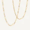 Necklaces-Marco Bicego 18K Yellow Gold Twisted Coil Long Link Necklace With Diamonds Yellowgold