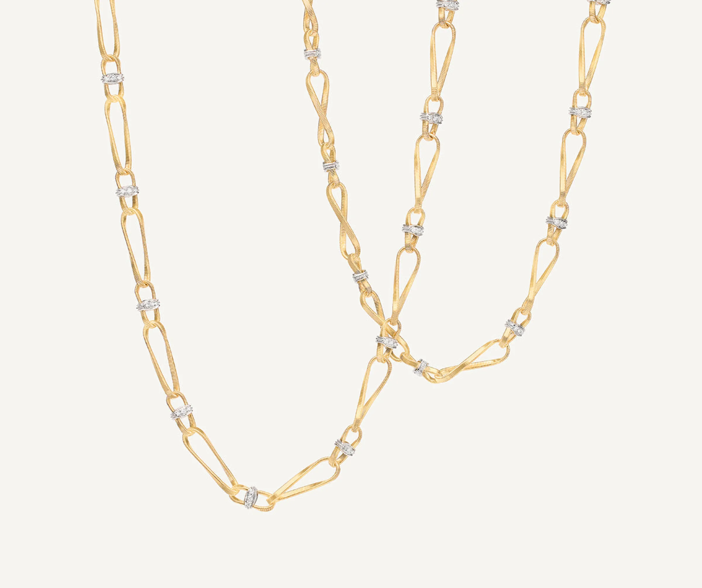 Necklaces-Marco Bicego 18K Yellow Gold Twisted Coil Long Link Necklace With Diamonds Yellowgold