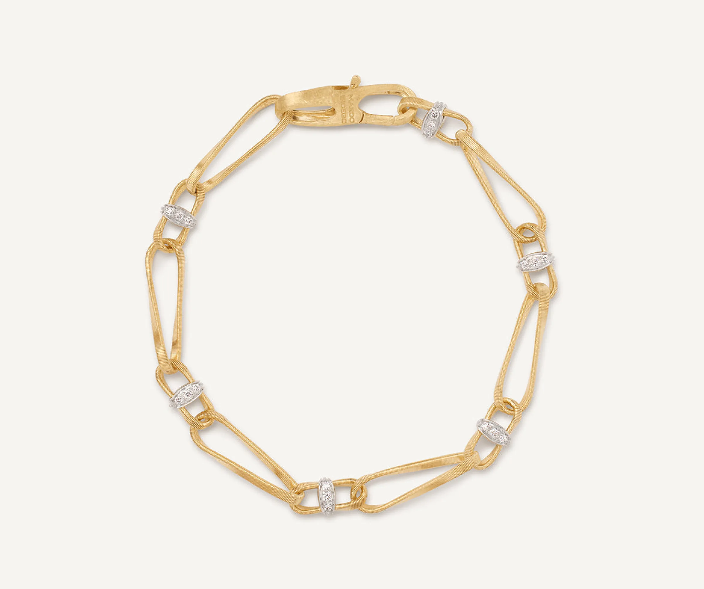 Bracelets-Marco Bicego 18K Yellow Gold Twisted Coil Link Bracelet With Diamonds Yellowgold